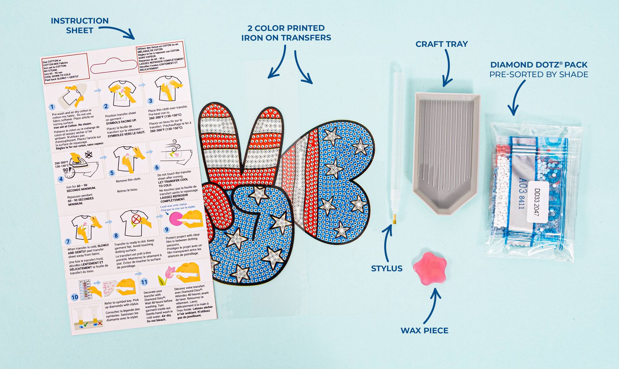 Diamond Dotz® Red, White & Blue Groovy USA Iron-On 'n' Dot Kit